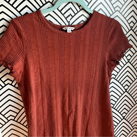 American eagle Rib t-shirt dress shirt sleeve rust 2000s - Picture 3 of 3